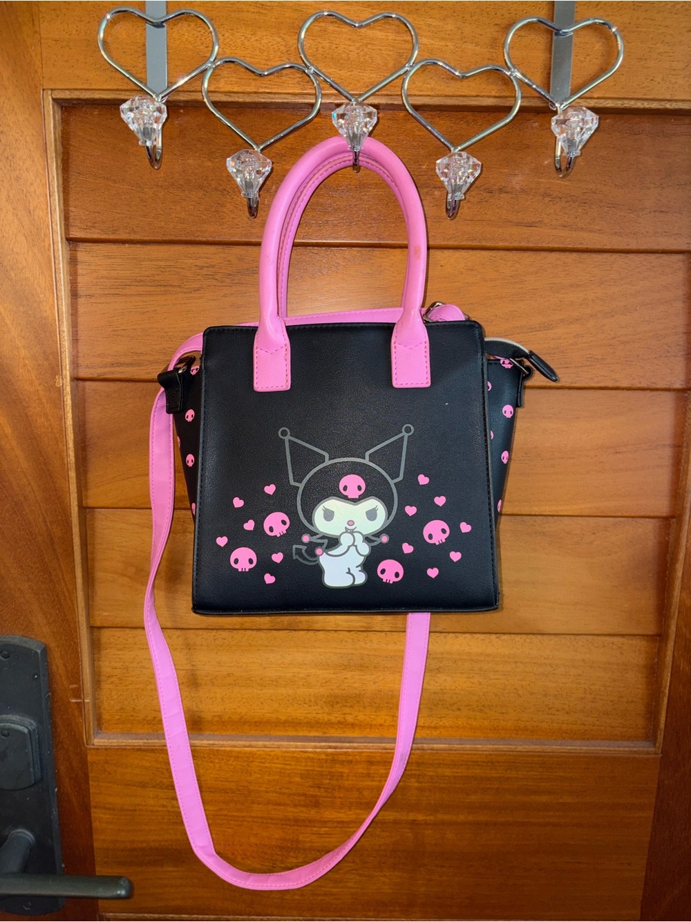 Black & Pink Kuromi-Inspired Mini Satchel Crossbody